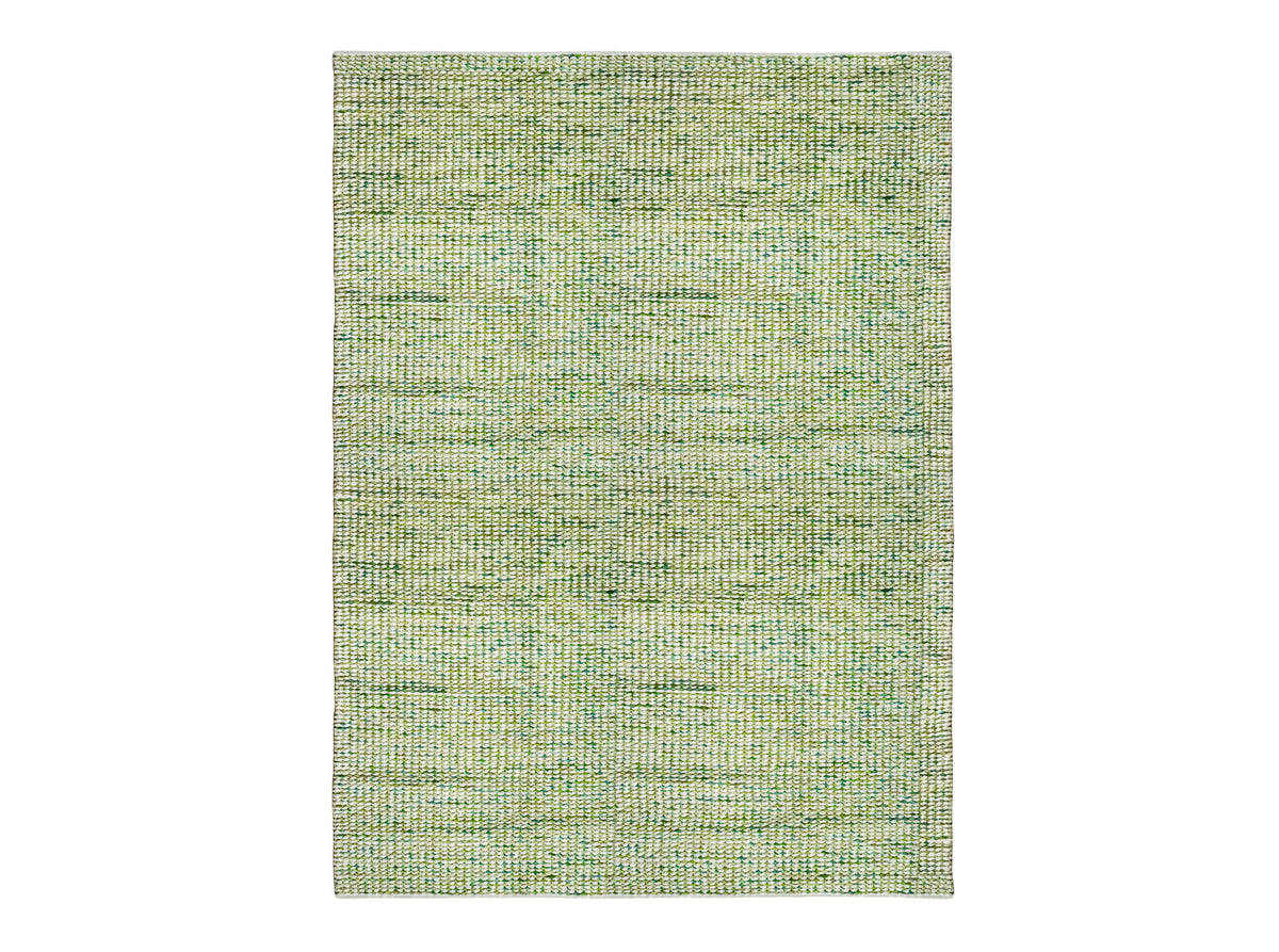 Green Cashew Loop — full rectangular chunky wool loop rug shown vertically against a white background