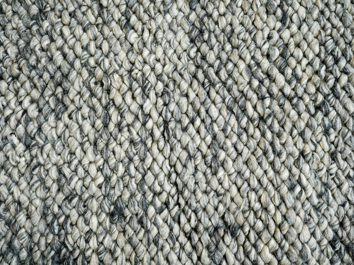 Gray Cashew Loops — Wool rug showing repeating loop rows across a broader textured section