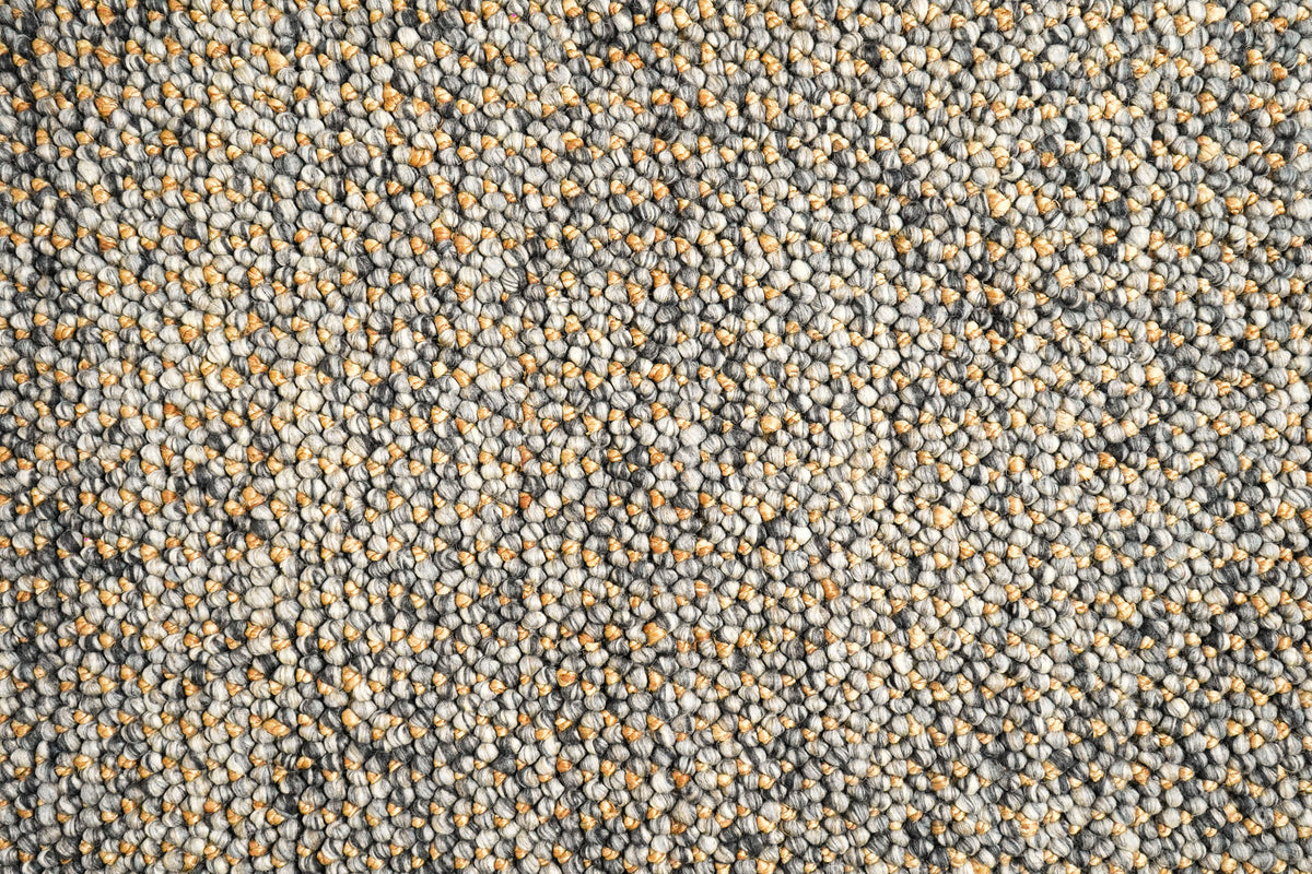 Loops With Jute — Gray Wool rug surface viewed straight down, showing the closely repeated textured pattern