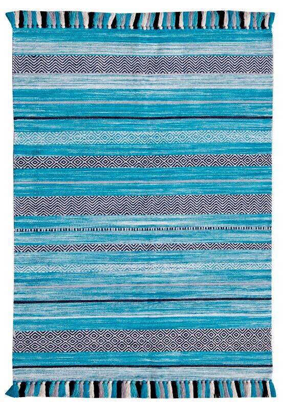 Rug corner detail showing braided tassel