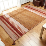 Beige cotton kilim rug, flat lay view