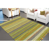 Green kilim rug flat lay full view