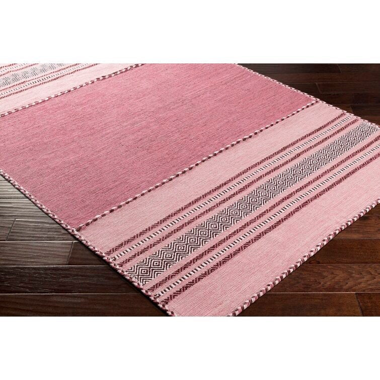 Pink Kilim Rug, Indian handmade Flat weave Bohemian Living Area rug, Ethnic, Moroccan Inspired Decor Carpet