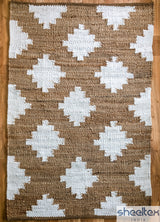 Diamond pattern jute rug texture macro shot