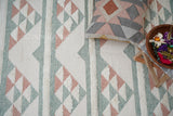 Sustainable pink blue rug with natural wool fibers