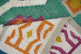 Green kilim rug texture close-up
