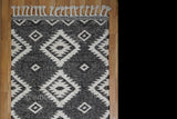 Close-up of handwoven texture on black Berber rug
