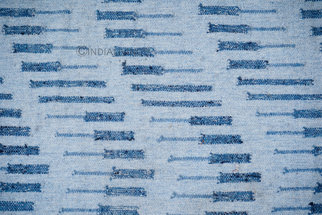 Blue Abstract Kilim wool Rug for Living room | Indian Handmade | Premium Wool rug 8x10 9x12