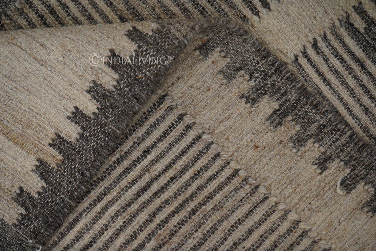 Grey beige rustic rug full room lifestyle view