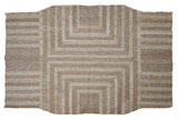 Beige rustic kilim wool rug, flat lay view