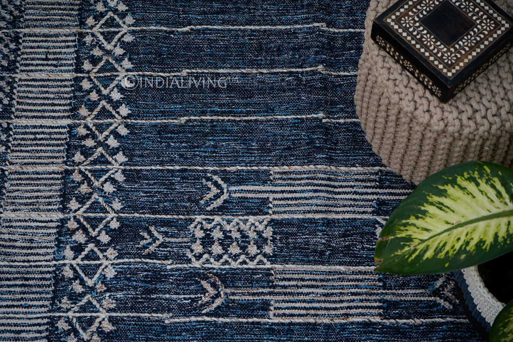 Dark Denim Blue Rustic Kilim Rug, Handmade Tribal Patio Area rug, Bohemian Outdoor rug, Personalised 3x5 6x9 8x10 10x14