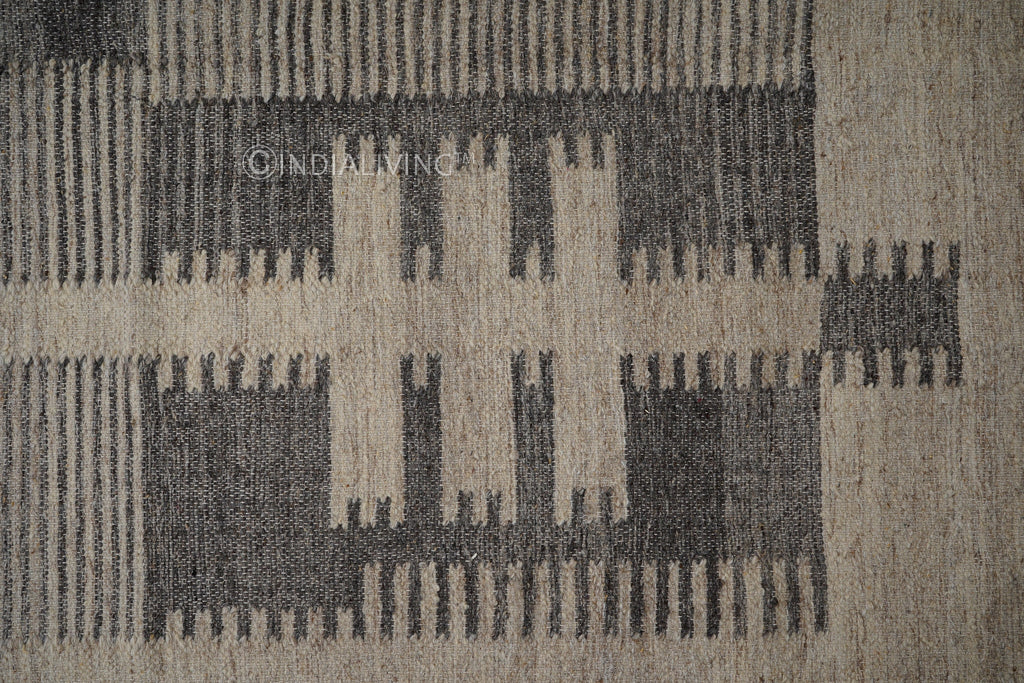 Handwoven Grey Beige Rustic Kilim Flatweave Wool Area Rug, Abstract Rug, Trending Carpet, Living area carpet, Minimalistic decor, Vintage