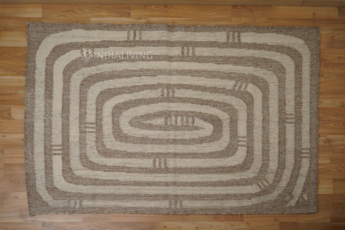 Corner detail of abstract kilim rug