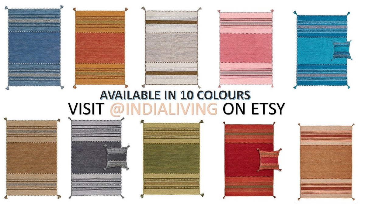 Grey kilim rug full room styling shot