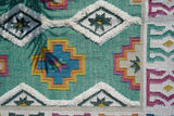 Green Moroccan rug full room lifestyle view