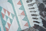 Durable pink blue rug with intricate abstract design