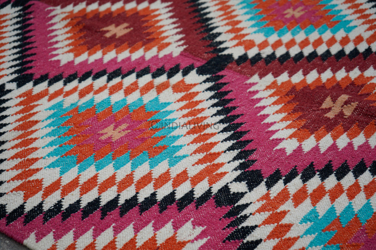 Kilim rug fringe detail close-up