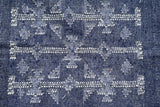 Blue Moroccan wool rug edge and knot detail