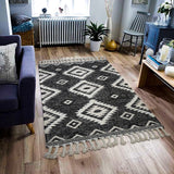 Black Berber rug styled in a modern living room