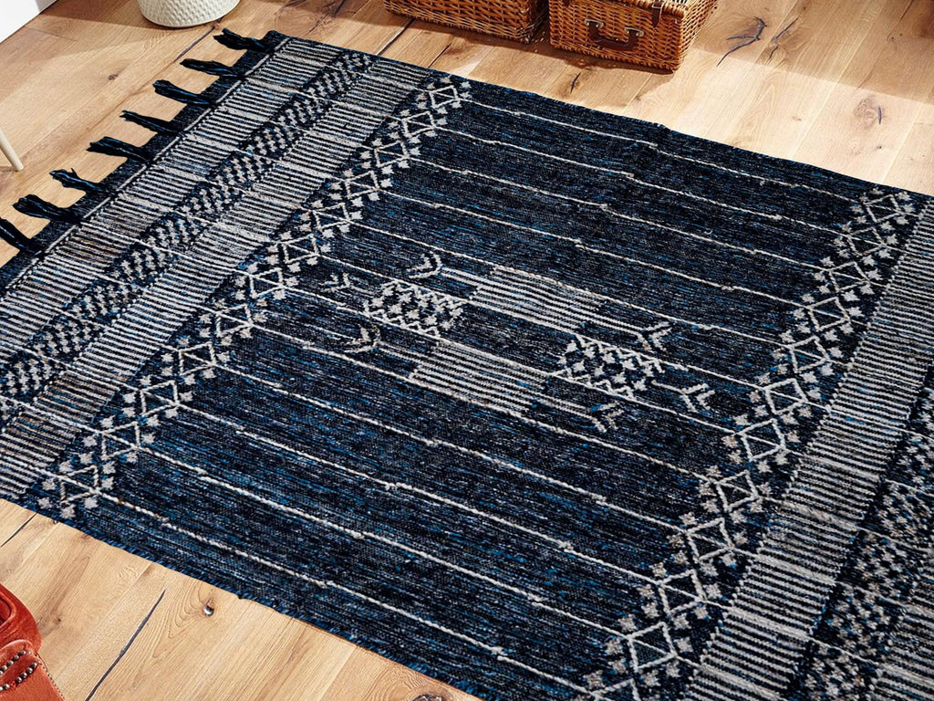 Dark Denim Blue Rustic Kilim Rug, Handmade Tribal Patio Area rug, Bohemian Outdoor rug, Personalised 3x5 6x9 8x10 10x14