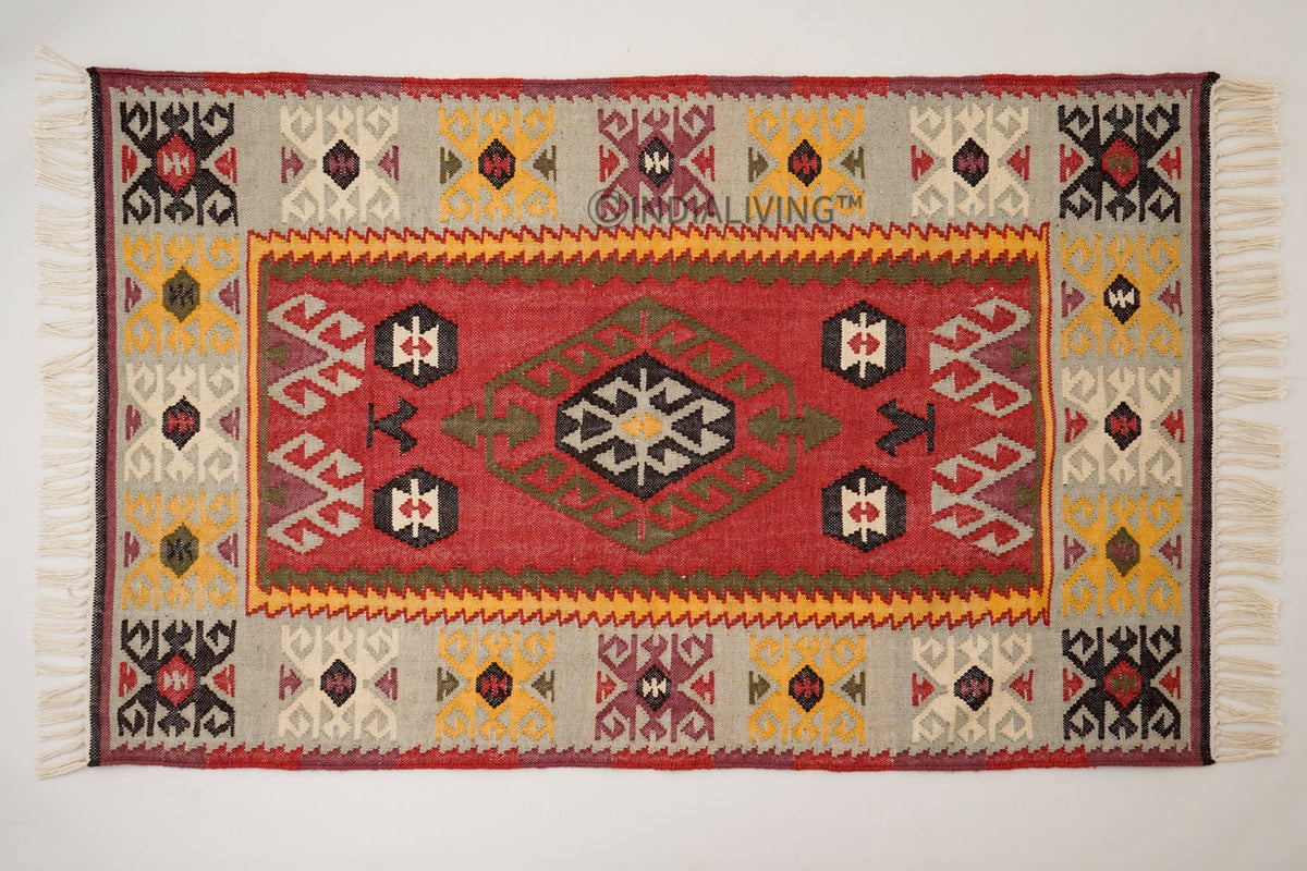 Kilim rug placed in entryway