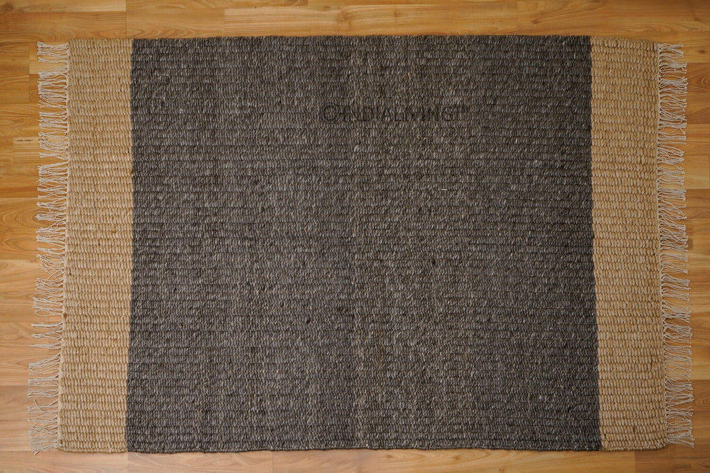 Hand woven scandinavian chunky loop wool rug - Charcoal grey & Beige, Premium wool, Pet Friendly, Custom made in all sizes