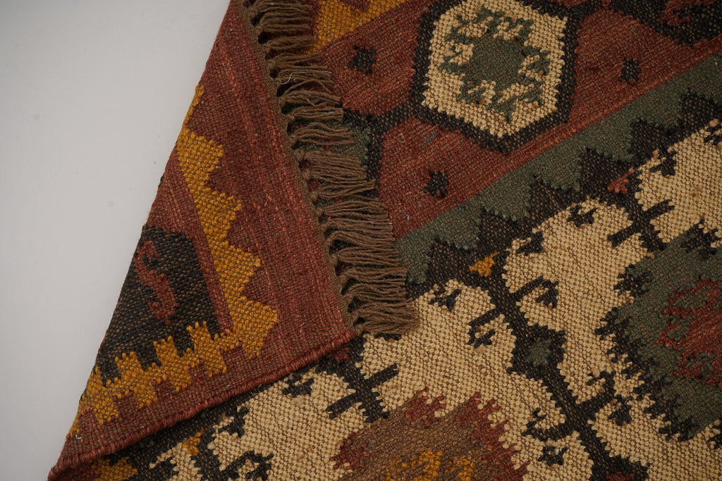 Handmade Wool Jute Rug, Navajo Kilim Rug, Traditional Indian made, Artistic Vintage Kilim, SOUTHWESTERN KELIM Runner, Living/Dinning Room