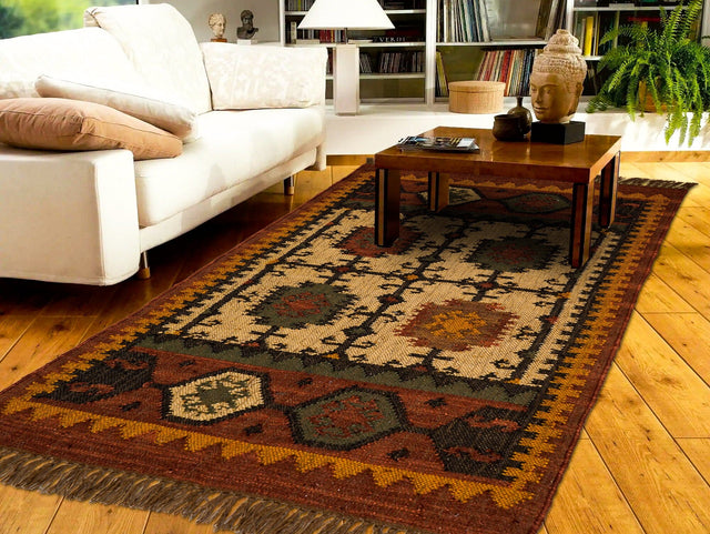 Wool jute kilim runner styled in hallway