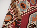 Red kilim rug reverse side view