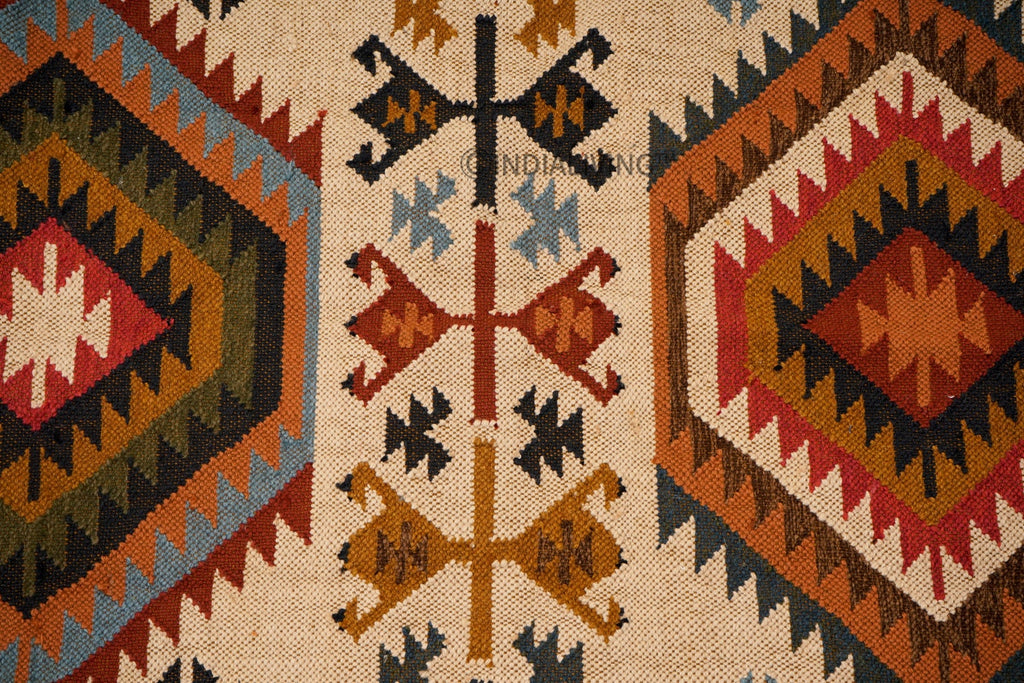 Beige Southwestern Navajo Kilim Rug Tribal Aztec inspired rug Vintage Native American Area rug, Custom made in any size