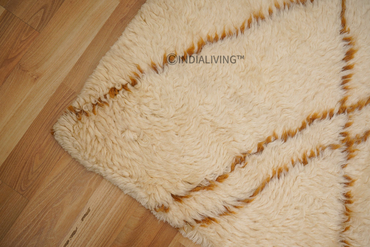 Rug corner detail showing beige stripe pattern