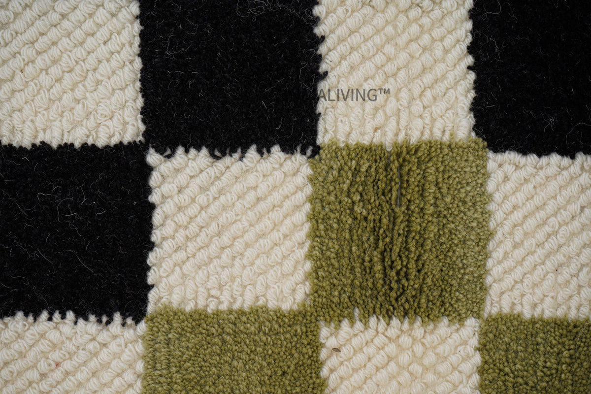 Close-up of checkered wool loop texture
