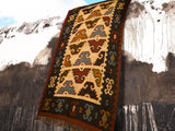 Wool jute kilim rug texture close-up