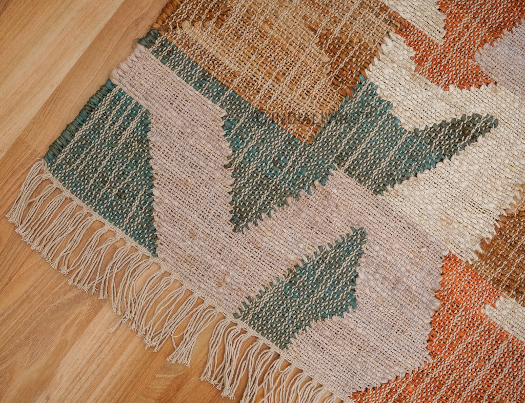 Colourful Abstract Style Flatweave Jute Rug, Funky Decor Kilim Rug, reversible rug, modern decor, customisable in any size