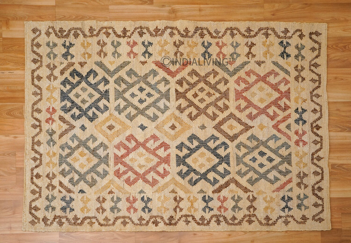 Close-up of jute rug colour pattern