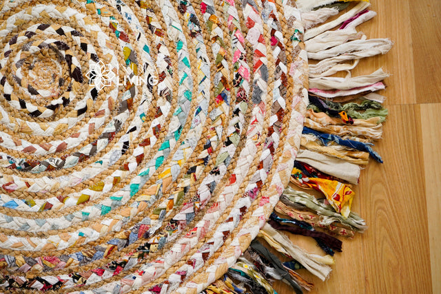 Chindi rug styled in living room