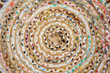 Chindi round rag rug flat lay