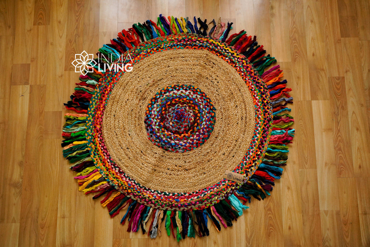 Chindi rug styled in living room