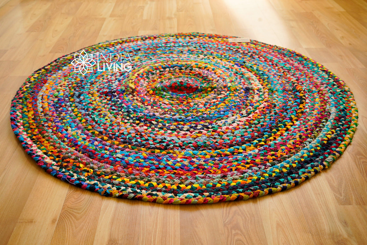 Colourful rag rug corner detail