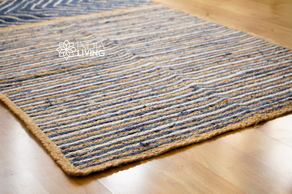 Blue Jute Braided Area Rug - Handcrafted Sustainable Home Decor for Any Room/Eco friendly Rug/Coastal Rug 3X5 4x6 5x8 6x9 8x10 9x12