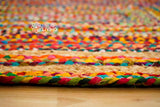 Close-up of jute and cotton weave texture