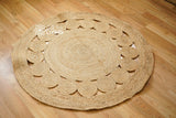 Close-up of jute rug medallion pattern