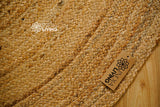 Close-up of round jute mat braided texture