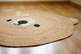 Round jute mat full flat lay top view