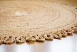 Round jute mat corner detail