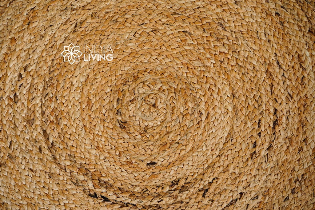 Natural Hula Loop Jute Mat - Sustainable Home Decor for Living Room, Bedroom or Entryway - Rustic Look and Feel