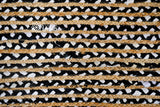Full flat lay of black white chindi rag rug