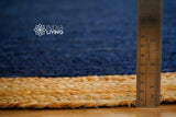 Close-up texture of navy blue jute weave