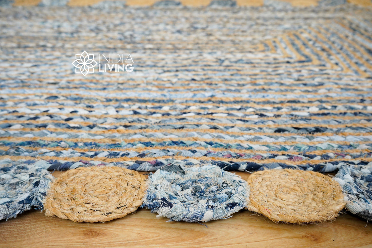 Denim chindi rag rug flat lay