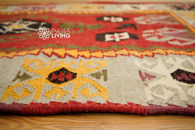 Southwestern rug styled in living room